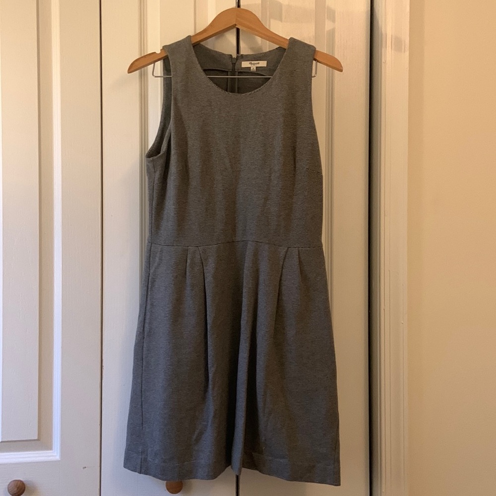 Gray fit and flare Madewell dress.
